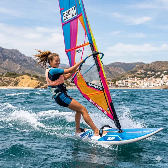 Windsurf en acción en aguas abiertas de la Costa del Sol